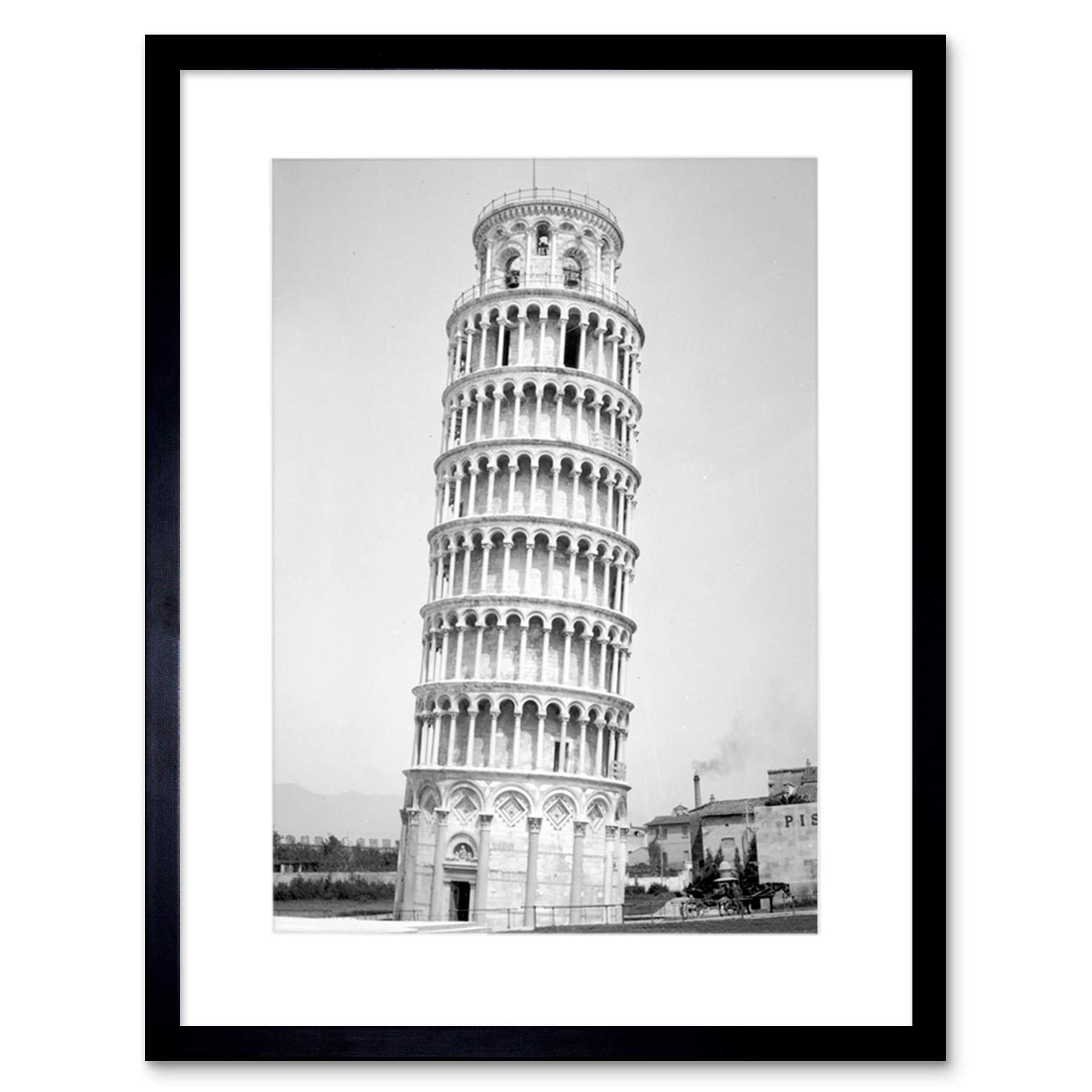 Wee Blue Coo Vintage Architectural Leaning Tower Pisa Italy Cool Framed Wall Art Print
