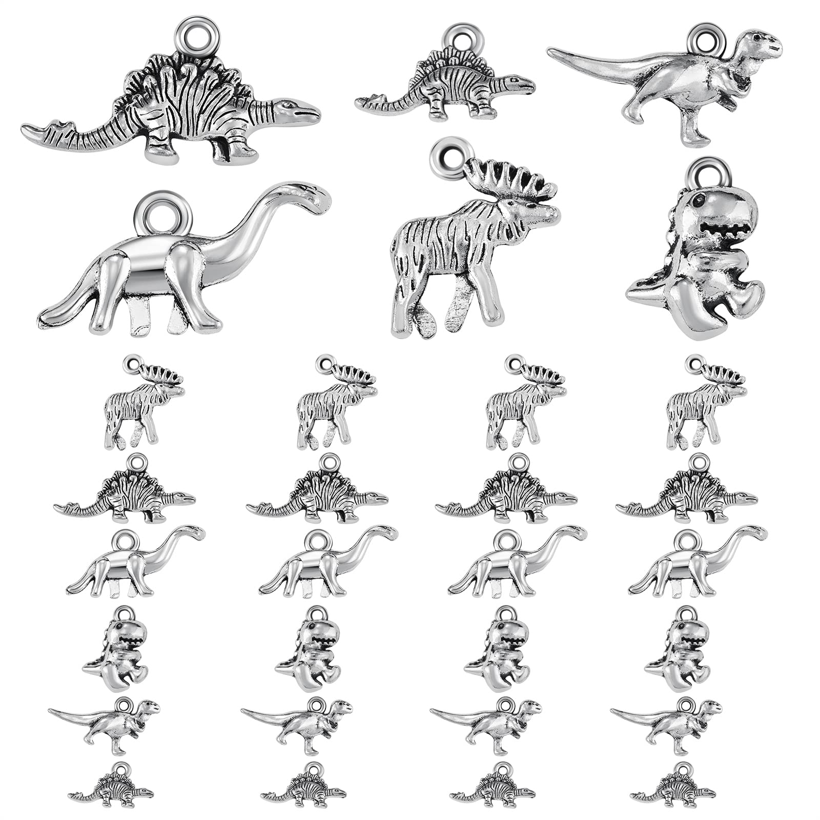 COGCHARGER 120 Pieces Dinosaur Charm Pendant Antique Alloy Dinosaur Charm Tibetan Style Alloy Pendants for Jewelry Handmade Making