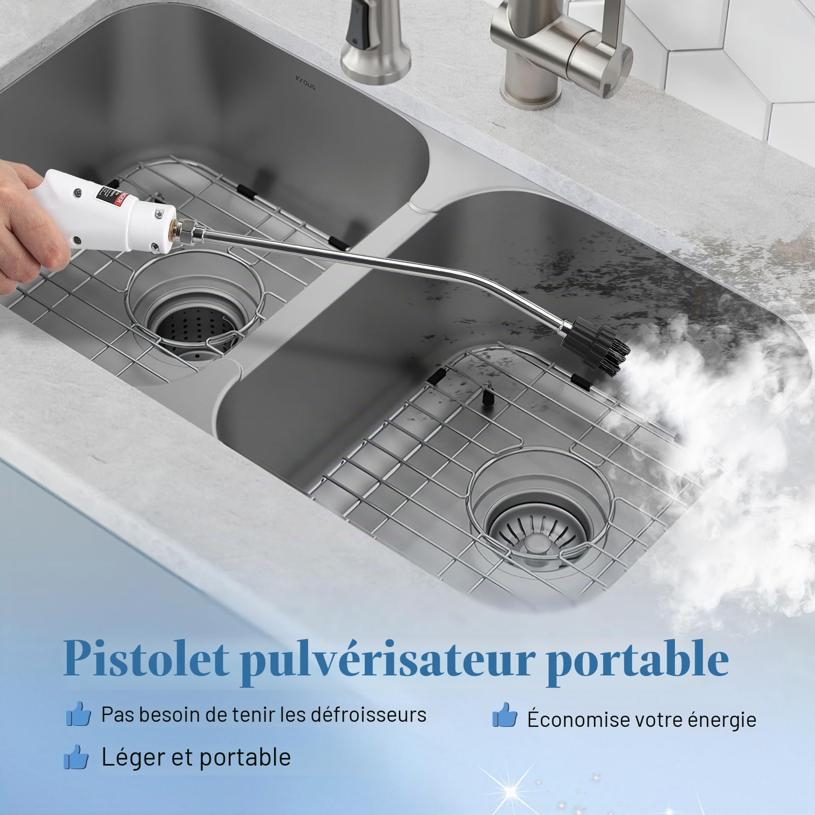 Nettoyer à Vapeur, 2500W Nettoyeur Vapeur Professionnel avec 6 Têtes 1200ML Réservoir d'eau de Grande Capacité, Nettoyage Vapeur pour le Nettoyage, Canapés, Carrelage, Voitures
