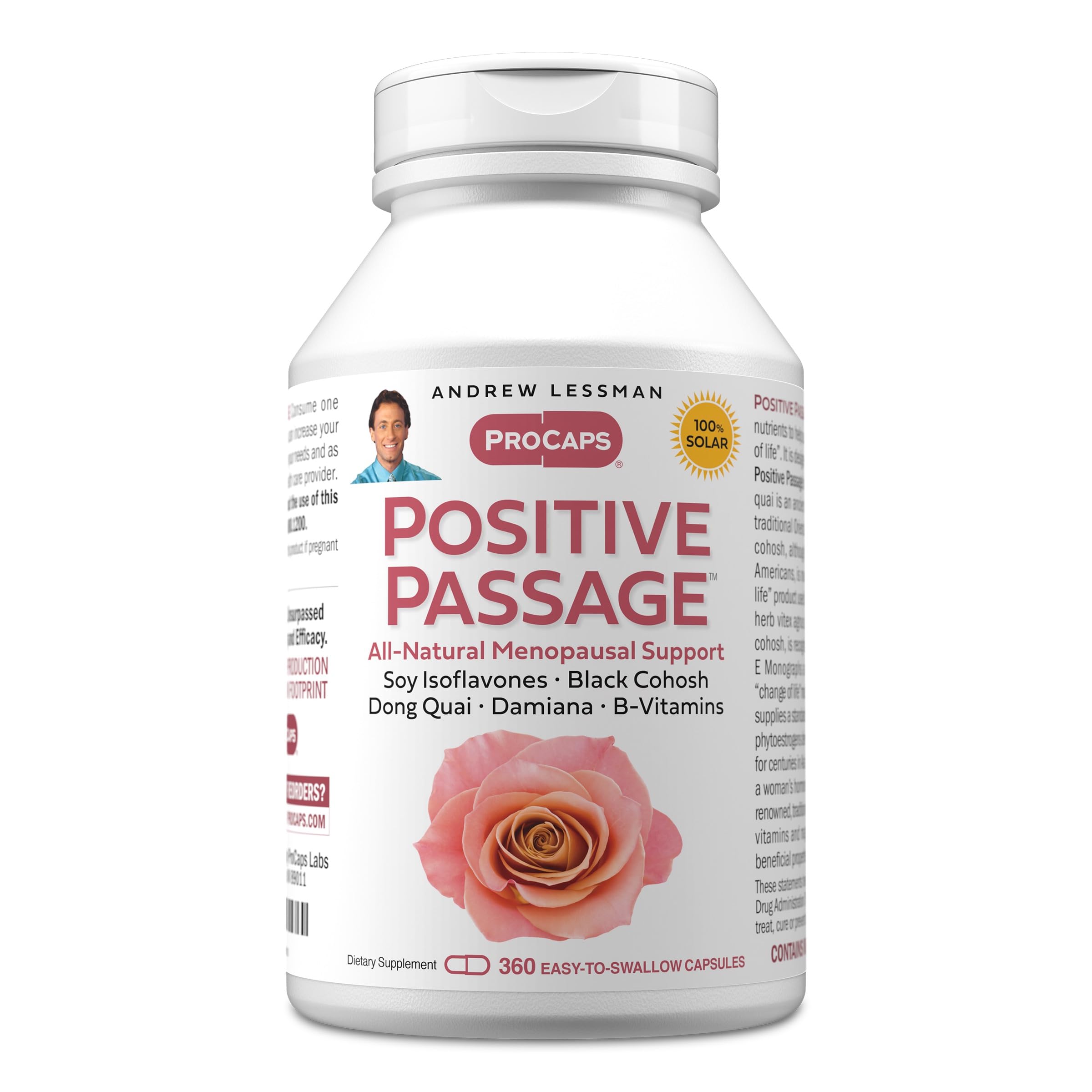 ANDREW LESSMAN Positive Passage 360 Capsules - Natural Menopausal Support and Balance for Women's Hormone Levels. with Soy Isoflavones, Black Cohosh,
