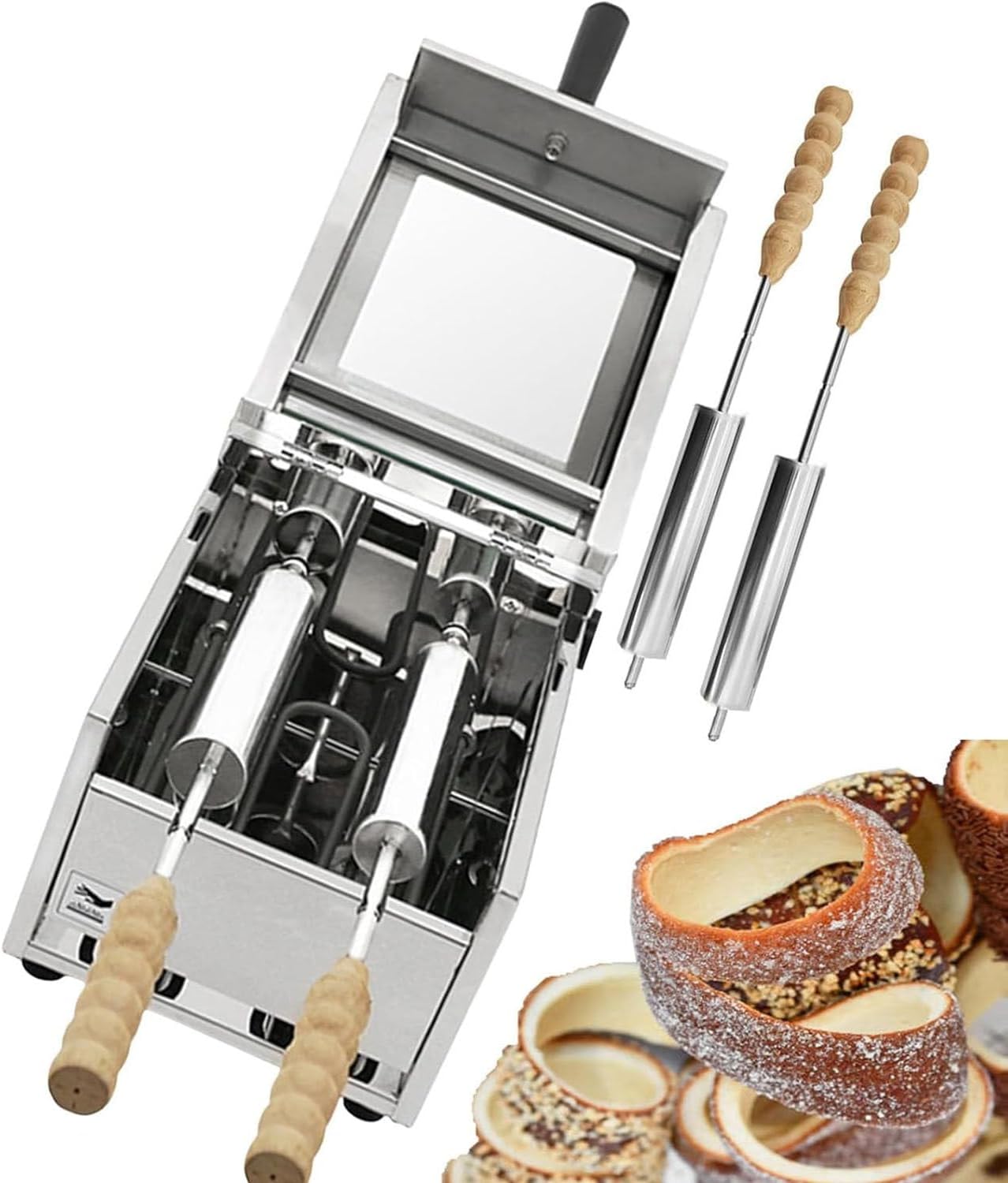 Commercial Ice Cream Cone Machine,Professional Fireplace Cake Oven,1600w Electric Toaster with 2 Baking Drums for Restaurants,Homes,Kitchens,Snack Bars,220V