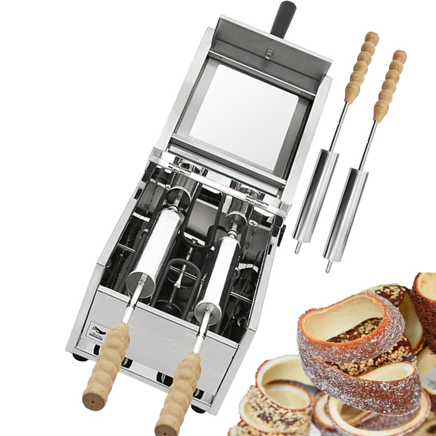 Commercial Ice Cream Cone Machine,Professional Fireplace Cake Oven,1600w Electric Toaster with 2 Baking Drums for Restaurants,Homes,Kitchens,Snack Bars,110V