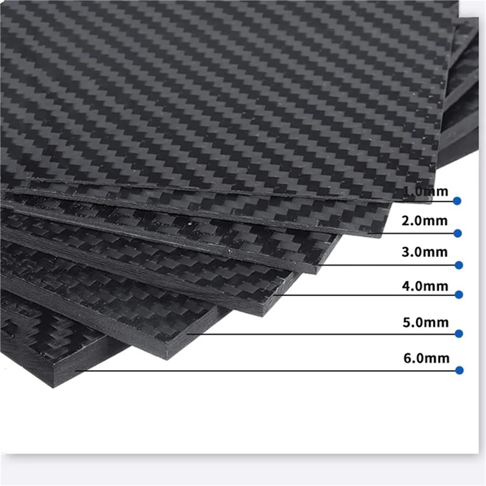 Lamiera in fibra di carbonio 3K da 300x400 mm, pannello ad alta resistenza, spessore 0,5, 1, 2, 3, 4 Per Aquiloni, Aeroplani RC(1.5mm plain glossy)