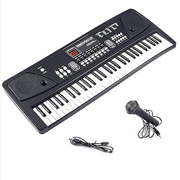 SNV Keys Electric Piano Keyboard,Multi-Function Portable Piano for Kids with Recording Microphone Electronic Keyboards for Beginners Kid Musical Toys Instrumental Piano (Black) (61 Keys Musical Piano)