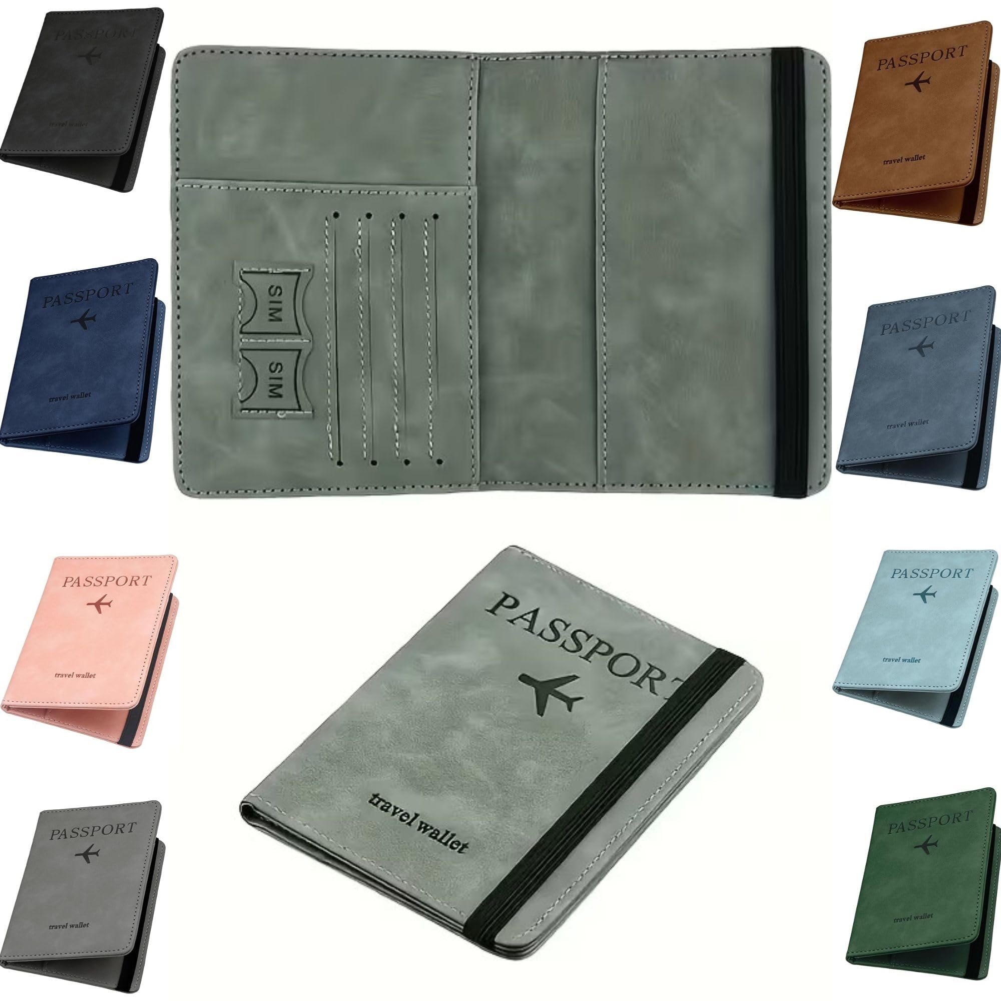 RFID Protected Passport Holder Travel Wallet for Men & Women | PU Leather Passport Cover with Card Slots, SIM Slots, Boarding Pass Pocket & Elastic Closure | MultiColour Travel Document Organizer-image-3