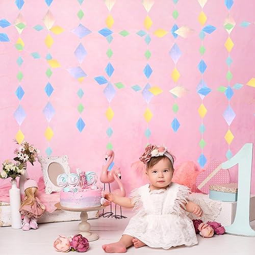 Miniatura 3 de Guirnalda holográfica iridiscente de decoración de fiesta de discoteca  52 pies para despedida de soltera para baby shower, suministros de