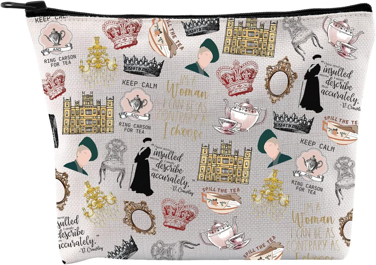 TV Show Inspired Gift V. Crawley Quote Inspired Gift TV Show Merchandise Zipper Pouch Makeup Bag for Fans Women (Down TV Pattern Bag)