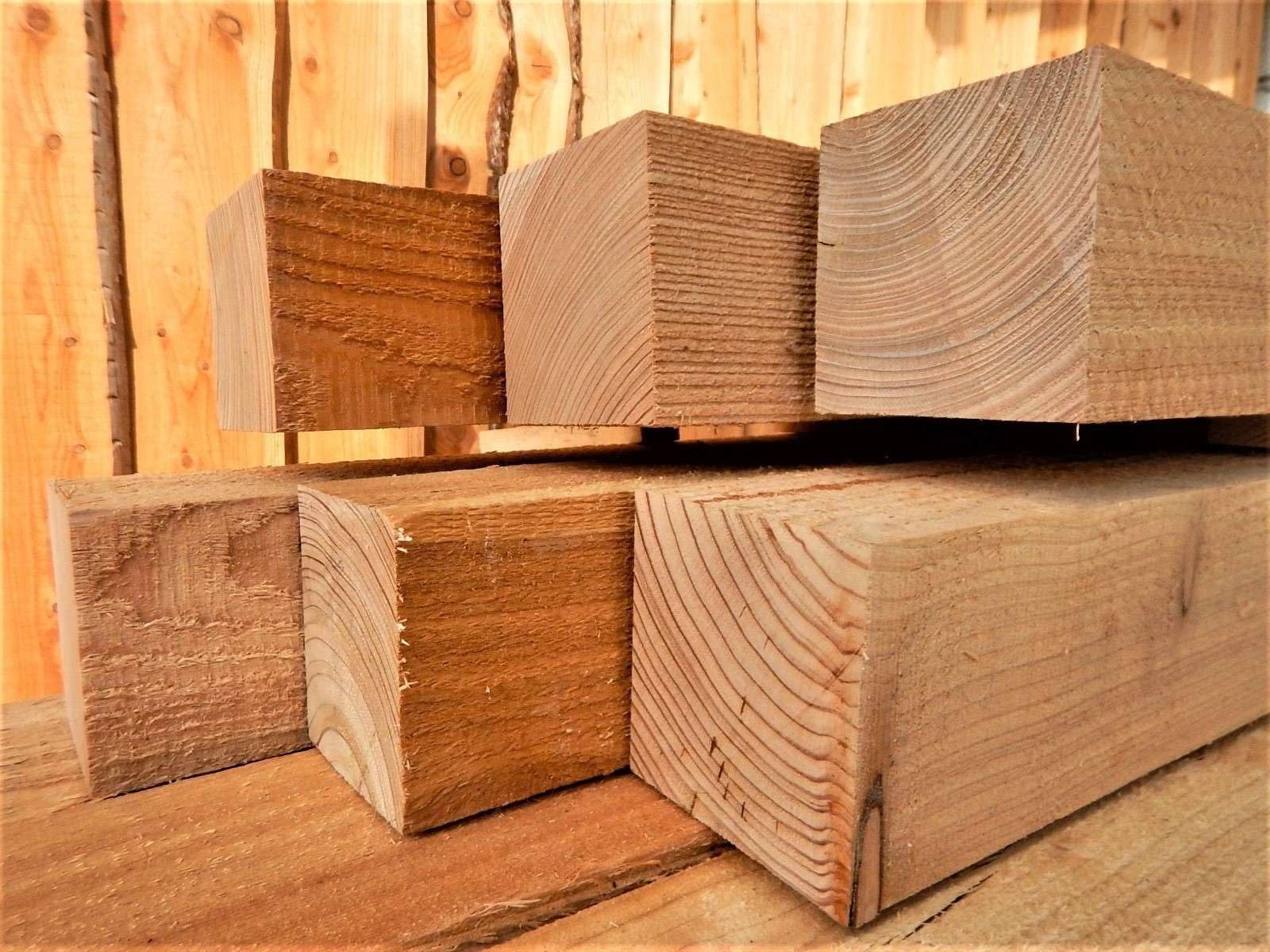 Kantholz Lärche 60 x 60 mm 200 cm lang - Pfosten, Zaunpfosten, Holzpfosten, Holzbalken, Zaunpfahl, Querriegel (5 Stück)