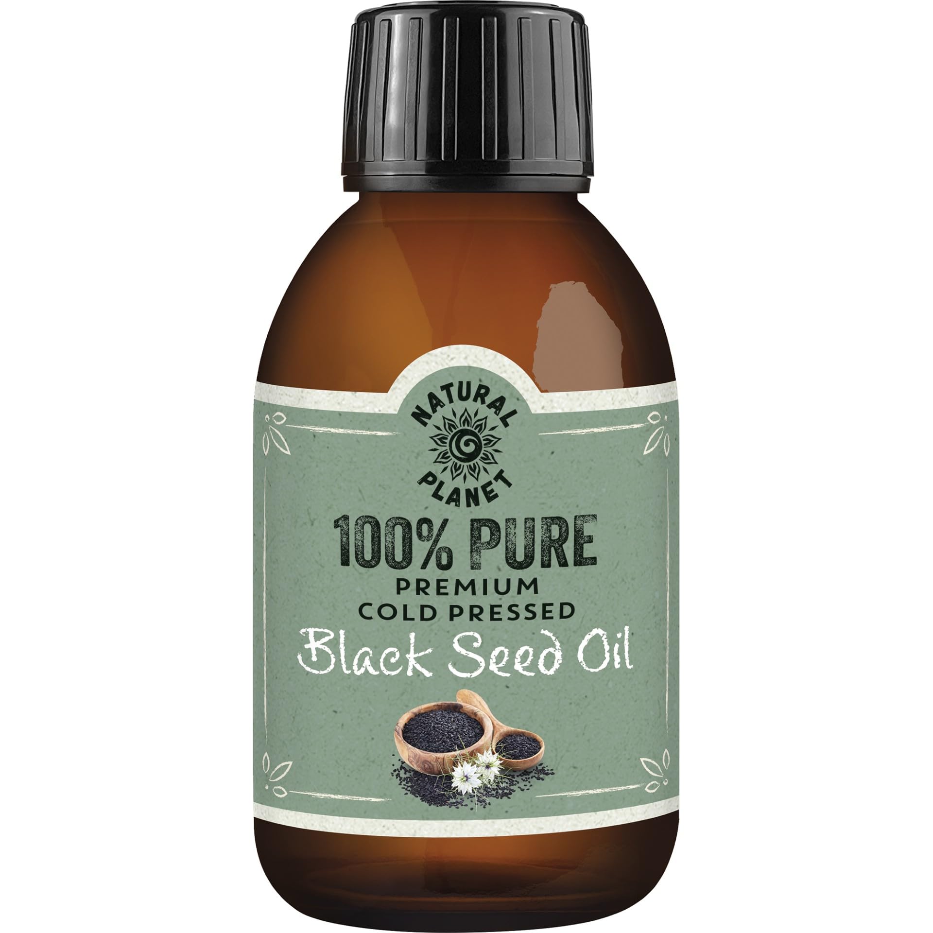 Natural Planet Black Seed Oil 100ml Cold Pressed High Strength Thymoquinone Nigella Sativa. Kalonji Non-GMO Cruelty Free