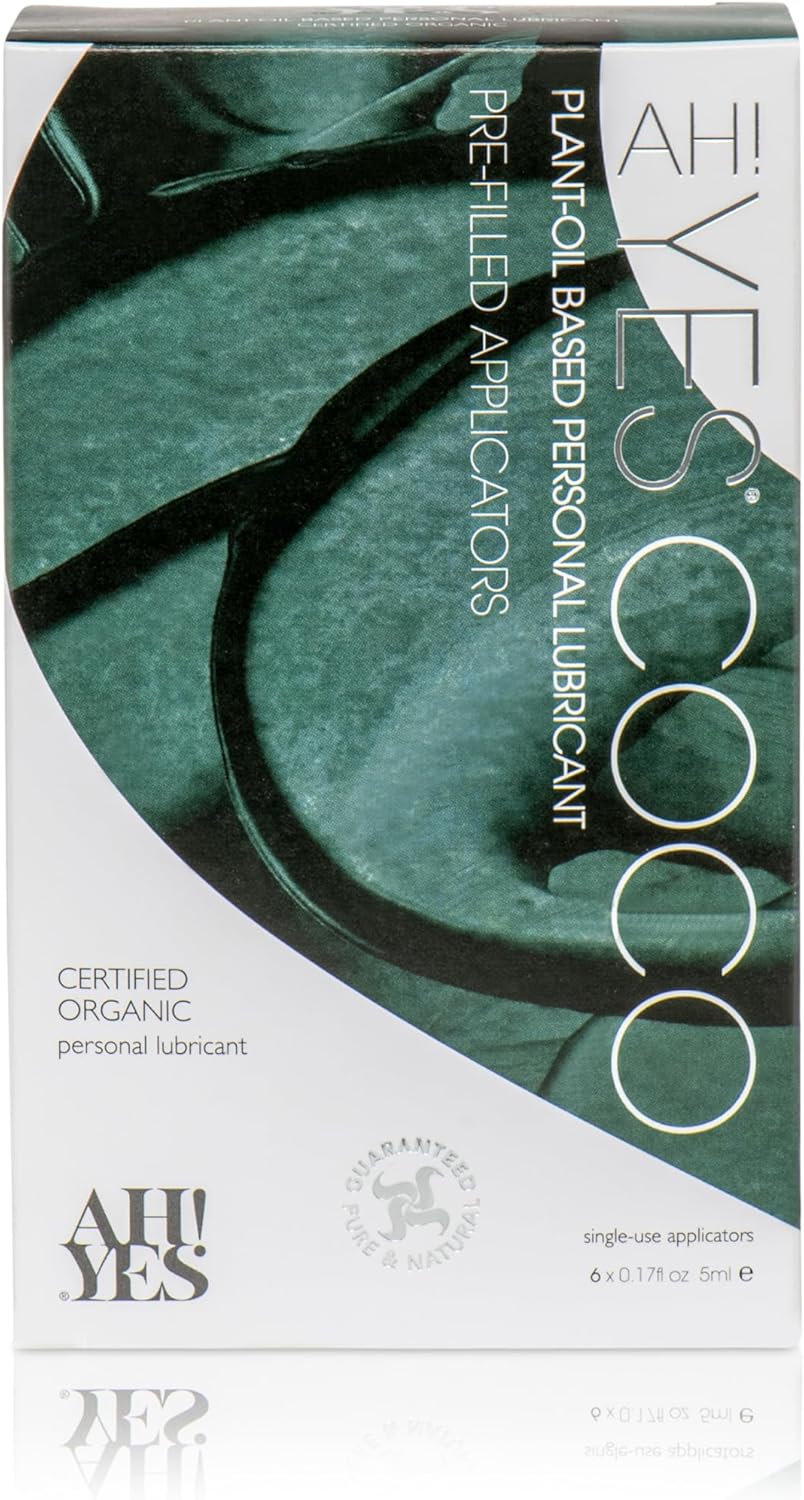 AH! YES® Coco Coconut Oil Based Personal Lubricant | Nourishing & Long-Lasting for Vaginal Dryness | Certified Organic | Natural Alternative to Silicone Lubricants (6 x 0.17fl oz Applicators)