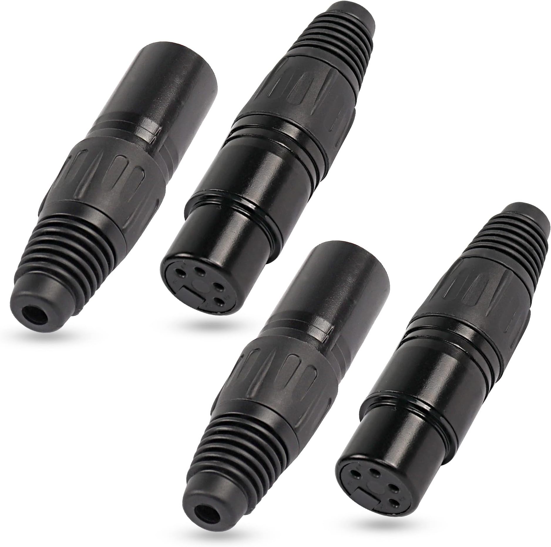 XMSJSIY 4 Pin XLR Female Connectors, 4 Pin XLR-F Plug Audio Mic Microphone Connector XLRCable Ends Solder Type Replacement F-Plug Audio Socket - 4PCS