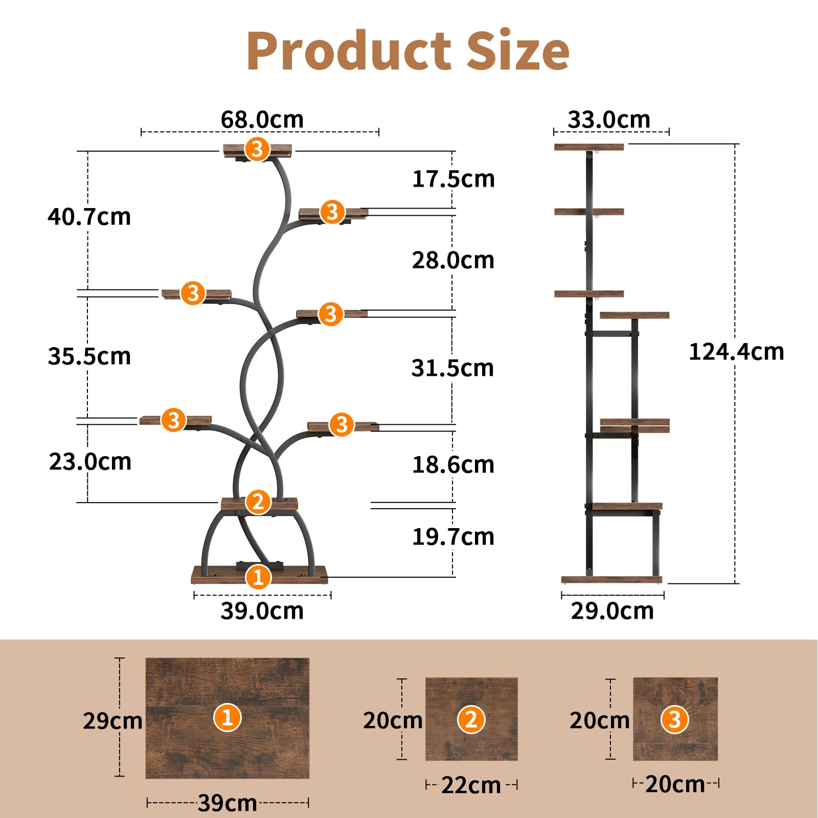 BACEKOLL Plant Stand with Grow Light, 8 Levels, Flower