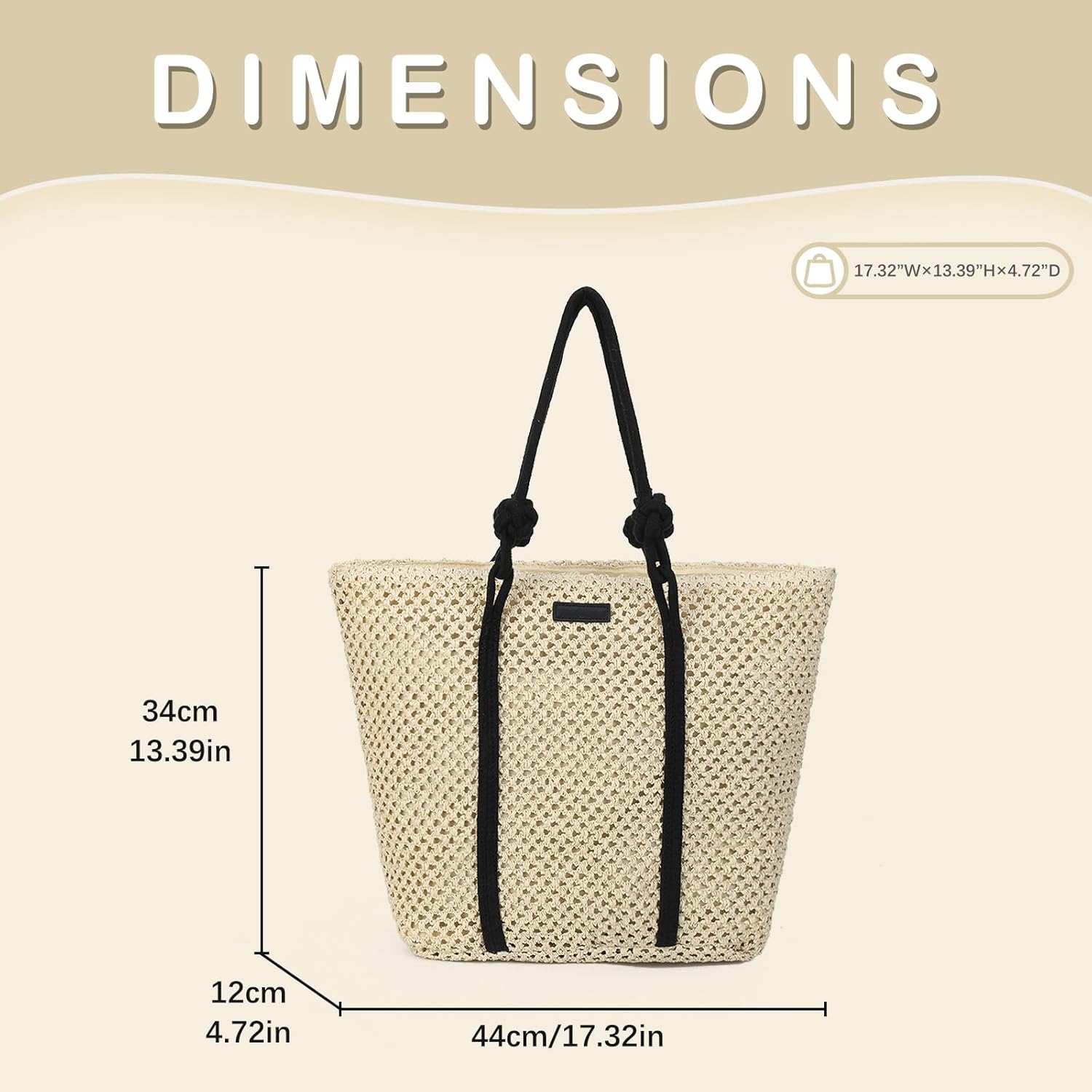 Gladdon Straw Beach Bags for Women Woven Beach Tote Bag Casual Boho Large Shoulder Handbags for Vacation Holiday - Image 3