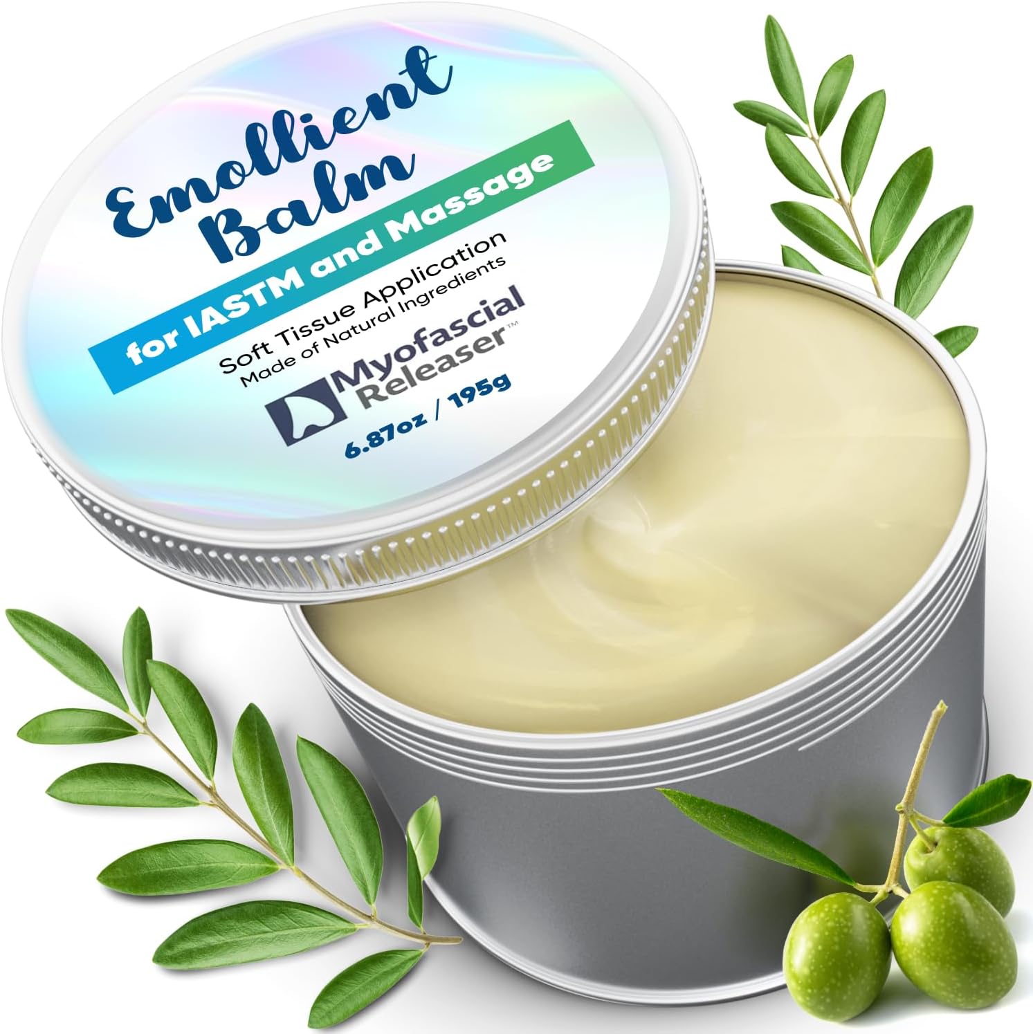 Myofascial Releaser Emollient Balm for IASTM & Gua Sha – Non-Greasy Massage Balm for Tool Glide and Bodywork – Natural, Hypoallergenic, Unscented Massage Balm Alternative to Oil (195g)