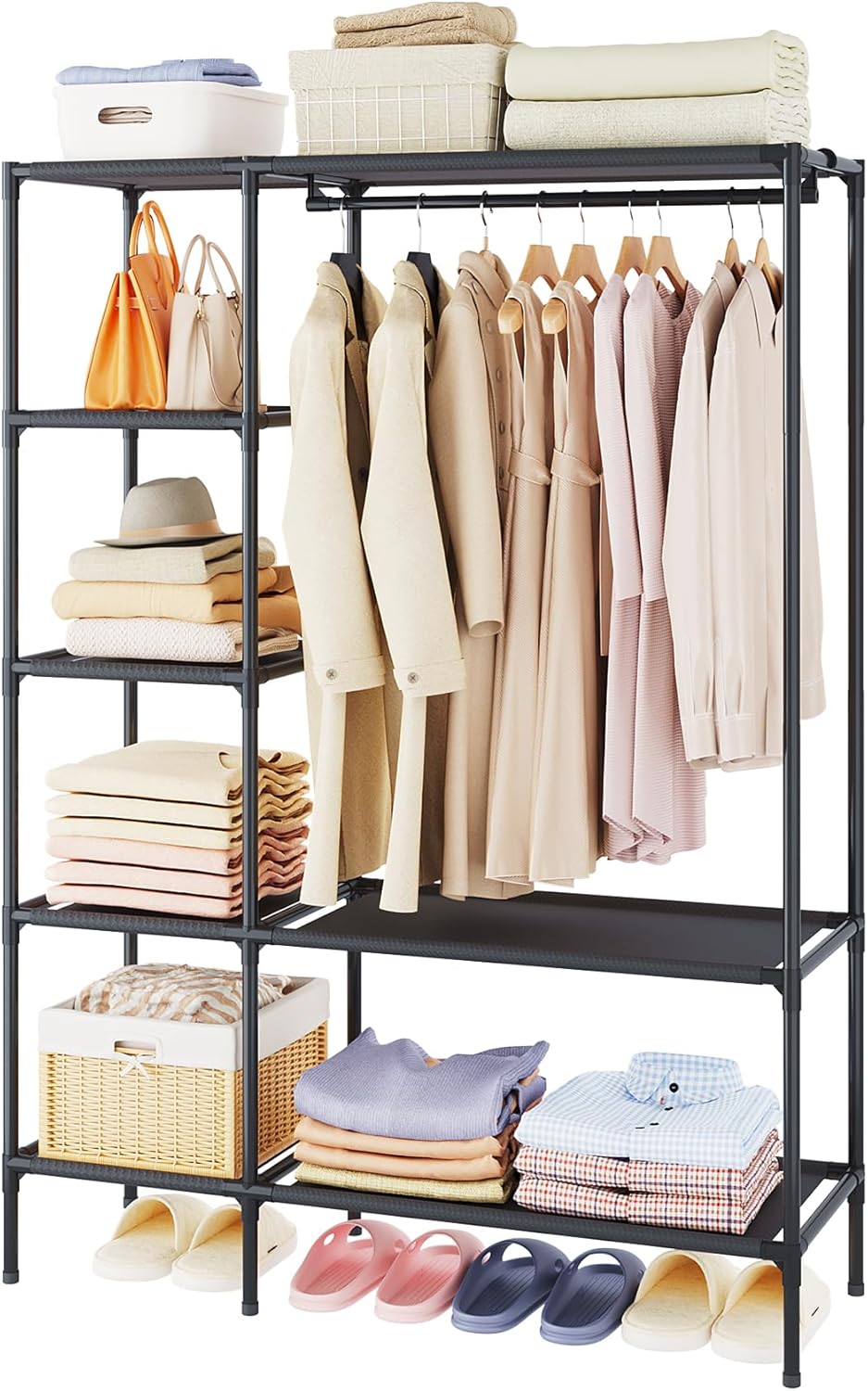 Dttwacoyh Portable Closets for Hanging Clothes, Clothing Rack with Shelves,Easy to Assembly,Suitable for Cloakroom,Bedroom,Living Room,etc.Black Dttwacoyh Portable Closets for Hanging Clothes, Clothing Rack with Shelves,Easy to Assembly,Suitable for Cloakroom,Bedroom,Living Room,etc.Black