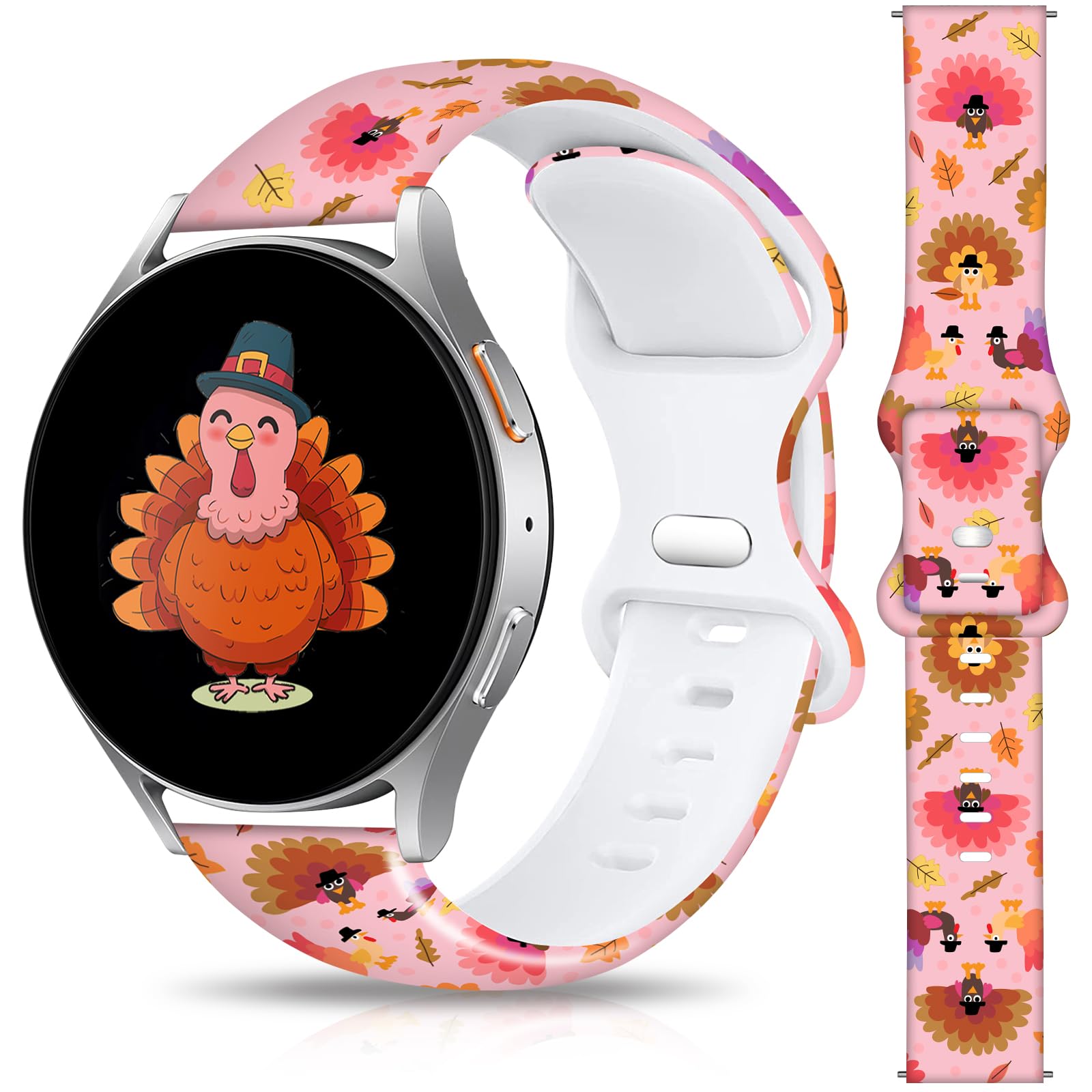 Samsung Galaxy Watch Bands - Compatible with 40mm to 46mm, 20mm Holiday Replacement Silicone Strap for Galaxy Watch 7 / 6 / 5 / 5 Pro / 4 / 4 Classic / 3 / Active 2