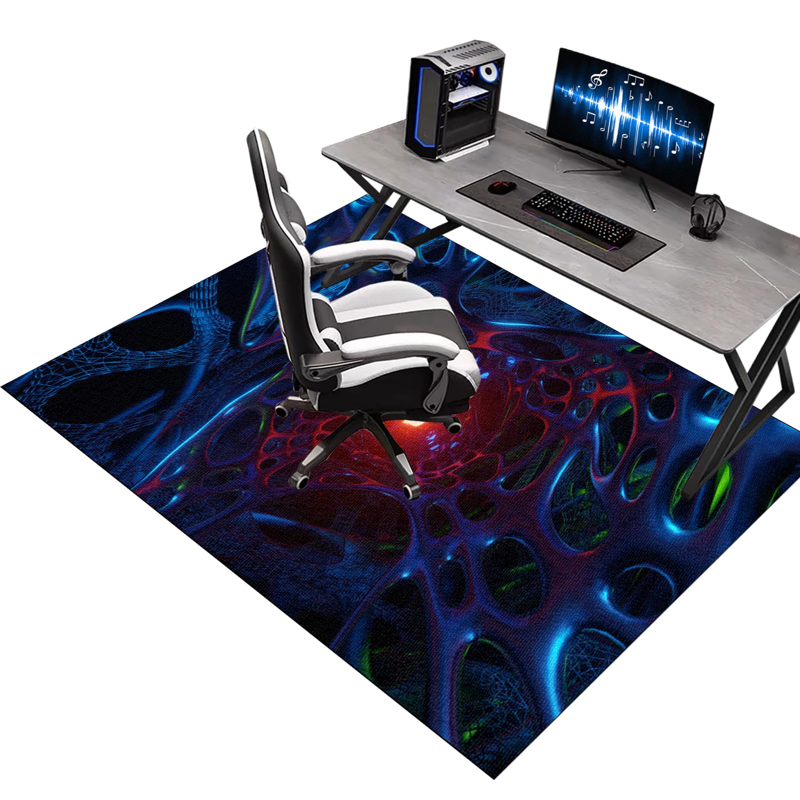 Tapis Gaming Sol, Tapis Protection Sol pour Chaise de Bureau, Tapis de Sol Bureau pour Chaise de Bureau stratifiée, Bureau et Chambre, Protège Parquet Fauteuil à roulettes pour Sols Durs 160 x 200 cm