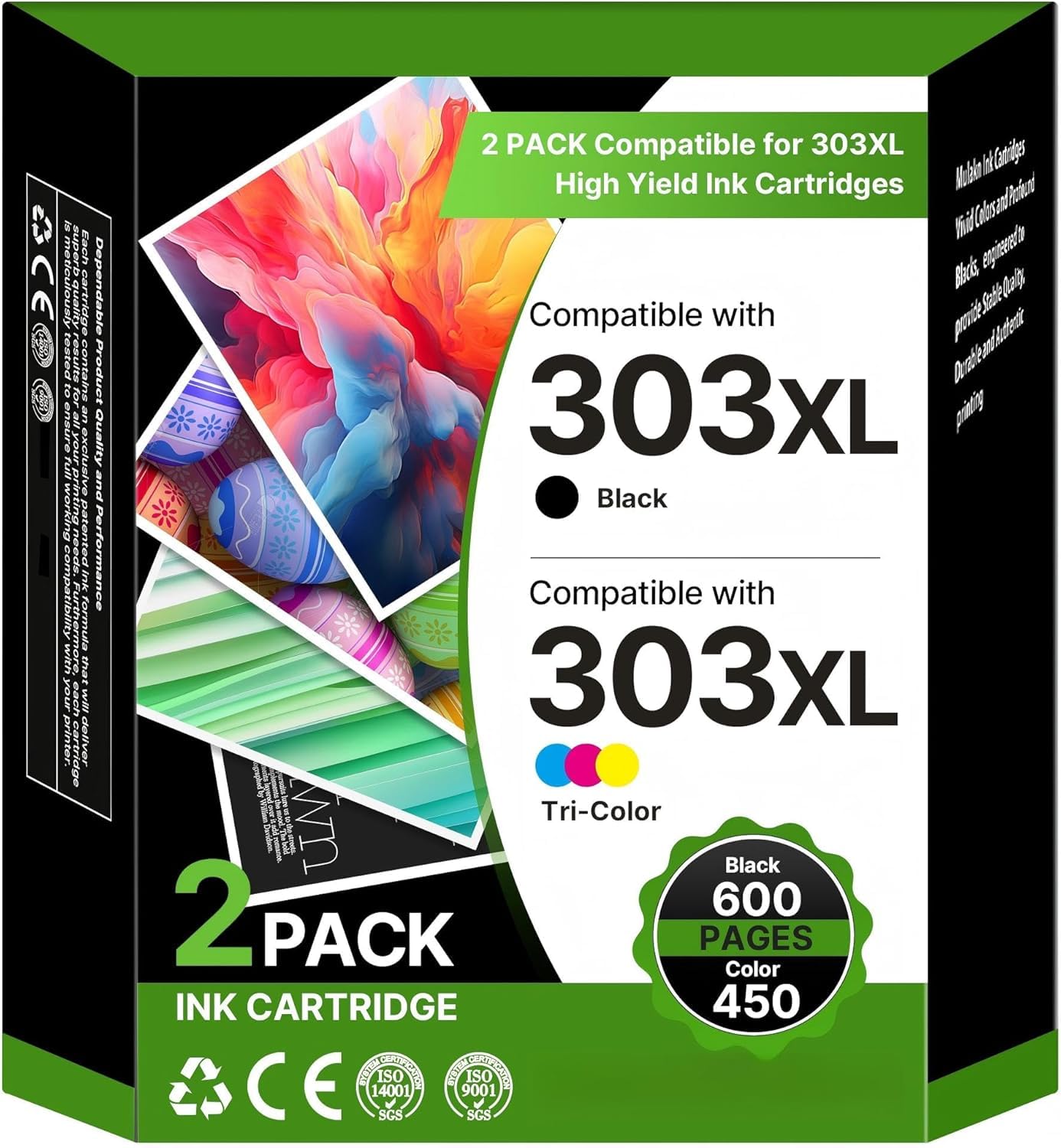 303XL Nero e Colore Cartucce d'Inchiostro Sostituzione per HP 303 XL Nero e Colore per Envy Photo 6230 6232 6220 7130 7830 7134 7800 6234 6222 6255 6258 6552 7120 7132 7155 7158 (2-Pack)