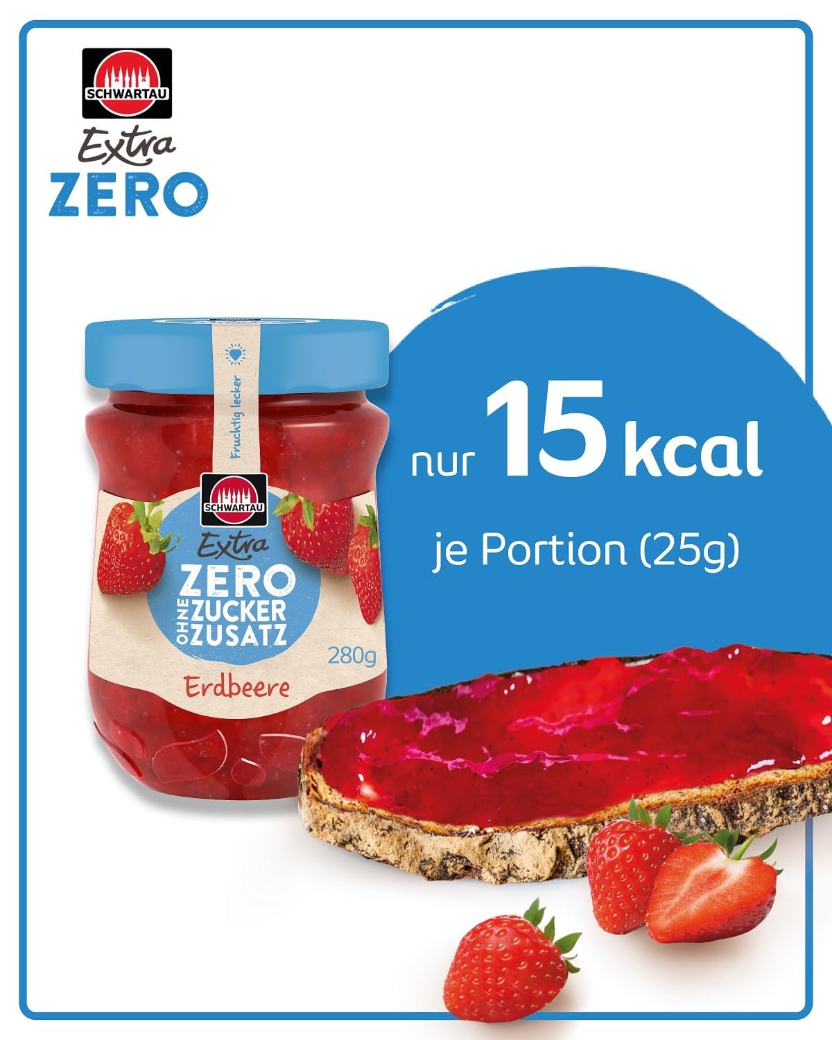 Extra Zero Erdbeere Fruchtaufstrich ohne Zuckerzusatz 15 kcal pro 25g 280g - Bild 16 von 26
