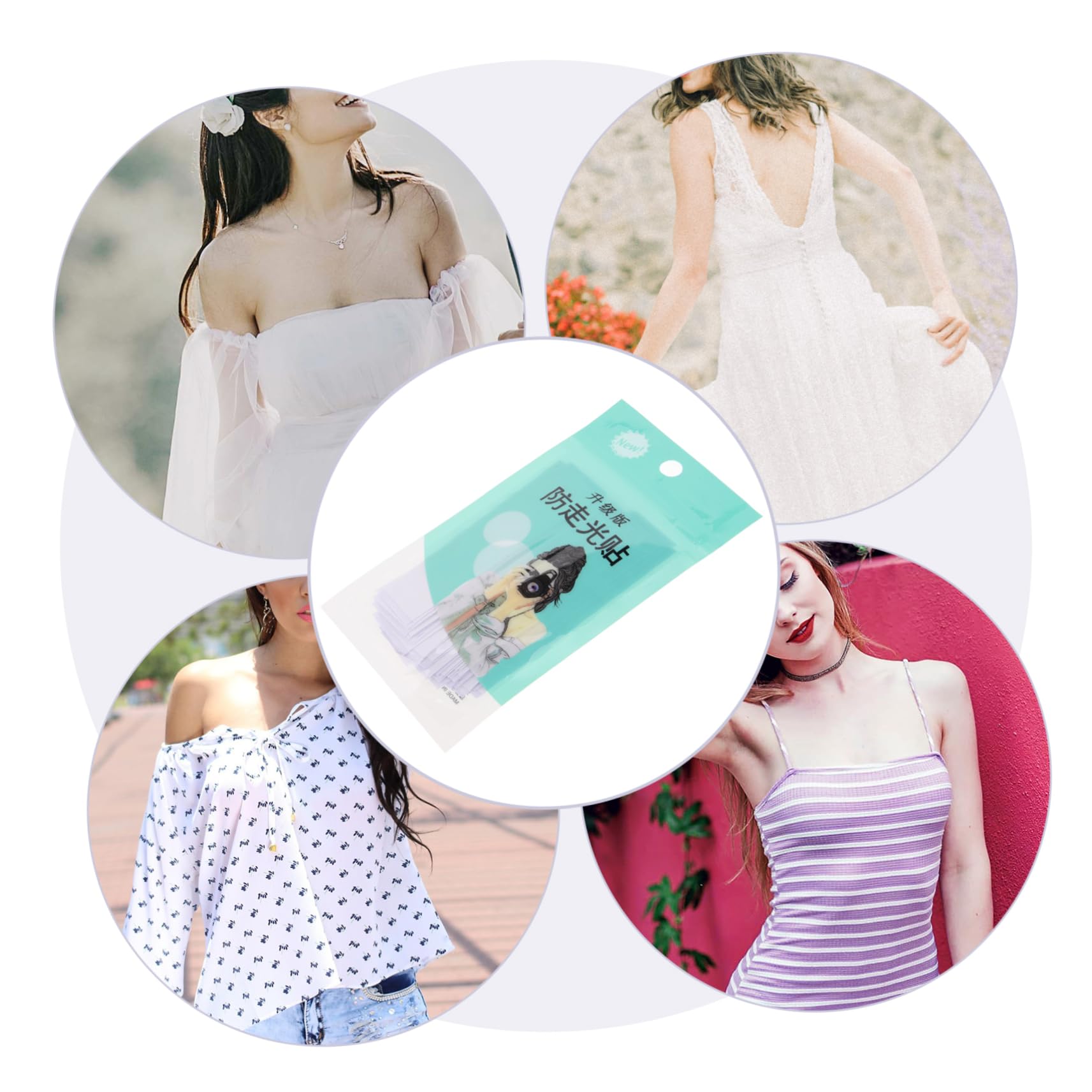 5piezas Cinta Doble Cara Transparente Para Ropa y De Cinta Invisible Para Vestidos y Ropa Interior Para De Moda y Emergencias De Vestuario Total