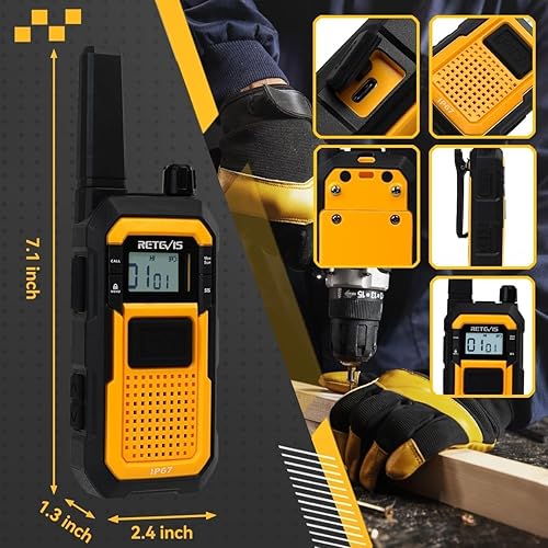 Miniatura 19 de Retevis RB48 Walkie Talkies resistentes al agua, radios bidireccionales recargables de largo alcance, triple prueba avanzada, recordatorio de