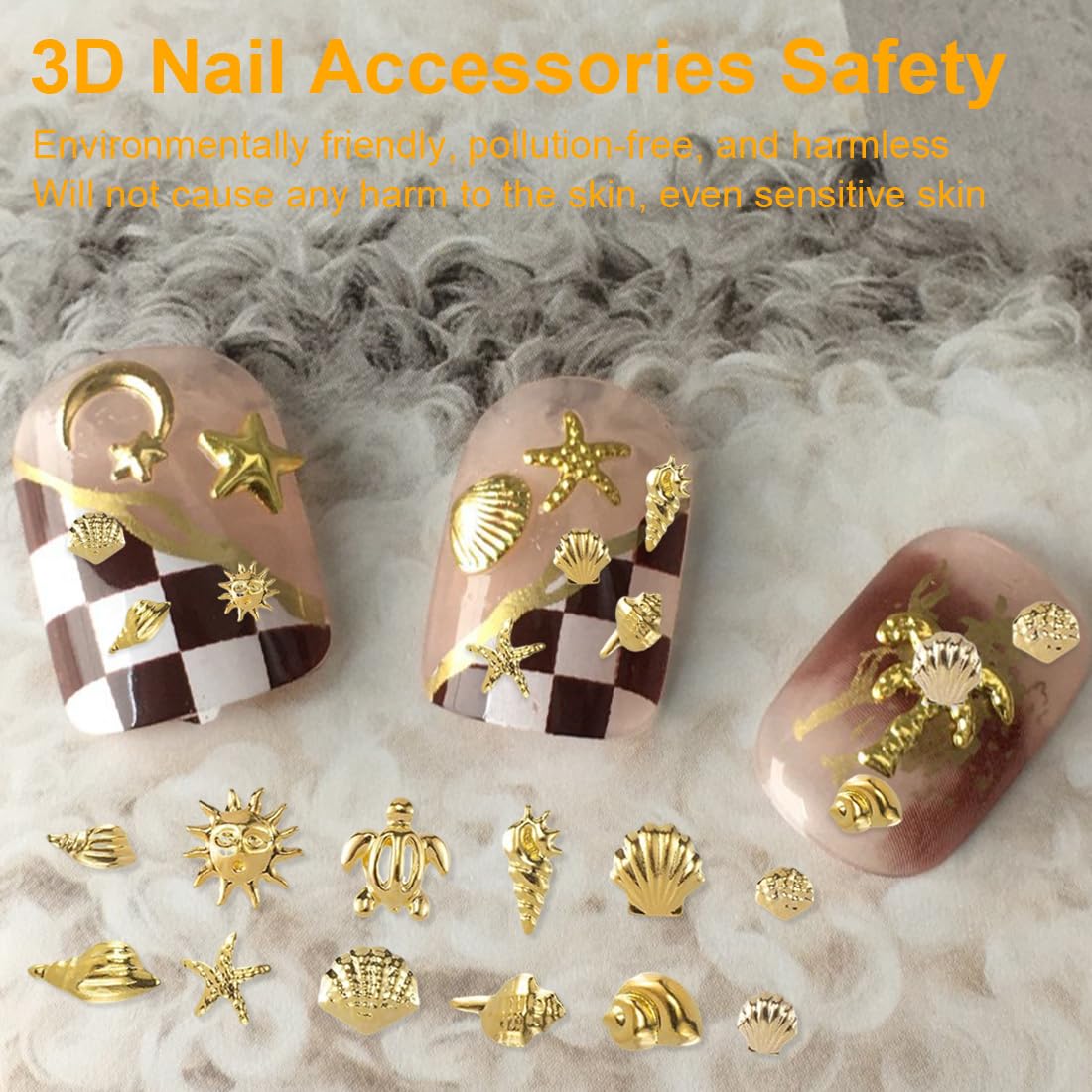 CPJJ Bijoux Ongles - Lot de Nail Art, Décoration Ongles, Strass Ongle (Or)