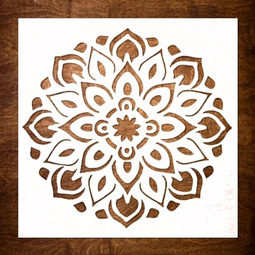 DLY LIFESTYLE Plantilla de mandala para pintar sobre madera, lienzo, papel, tela, paredes y muebles, plantilla de flores, 6 x 6 pulgadas, plantillas