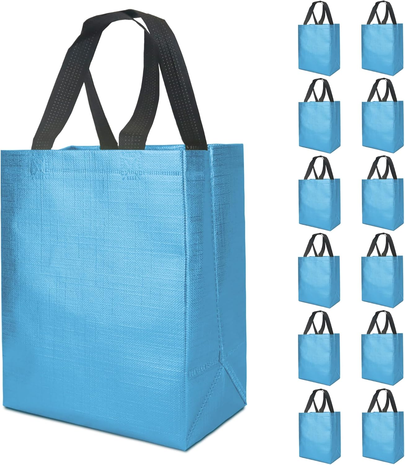 FONXHEE 12 Pack Light Blue Gift Bags Medium, Reusable Gift