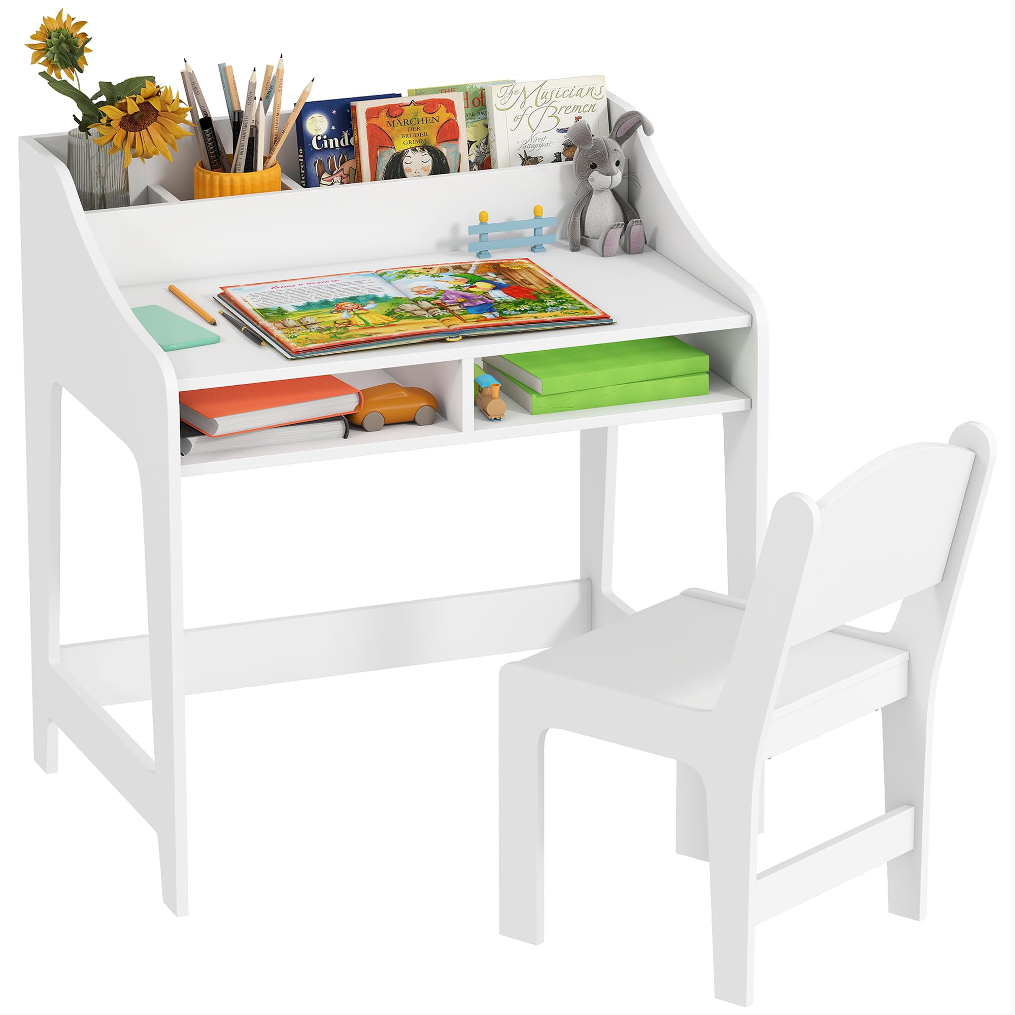 PC 4 Childrenページ Amazon.com: Qaba Kids Desk and Chair Set, Study Desk for Kids with