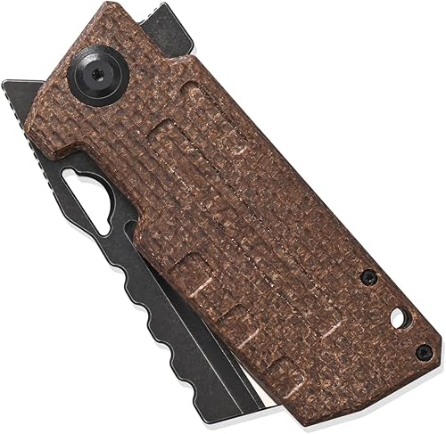 Miniatura 3 de Sitivien Cuchillo plegable ST155, hoja de acero Sandvik 14C28N, mango Micarta EDC herramienta cuchillo cuchillo de bolsillo para pesca, campamento,