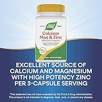 Vista 5 de Nature's Way Calcium Magnesium & Zinc Mineral Complex, Supports Bone Health & Muscle Function*, Immune Support*, 765 mg per 3-capsule serving