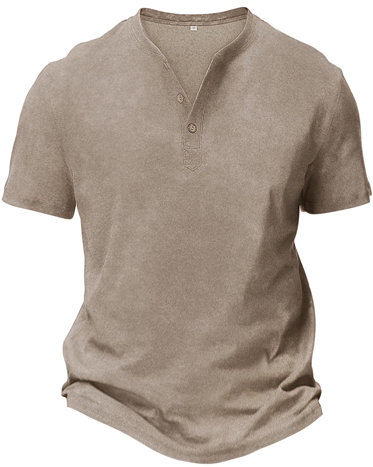HMIYA Hemd Herren 100% Baumwolle Vintage Henley Shirt Kurzarm T-Shirts für Herren Sommerhemd Beiläufig Männer
