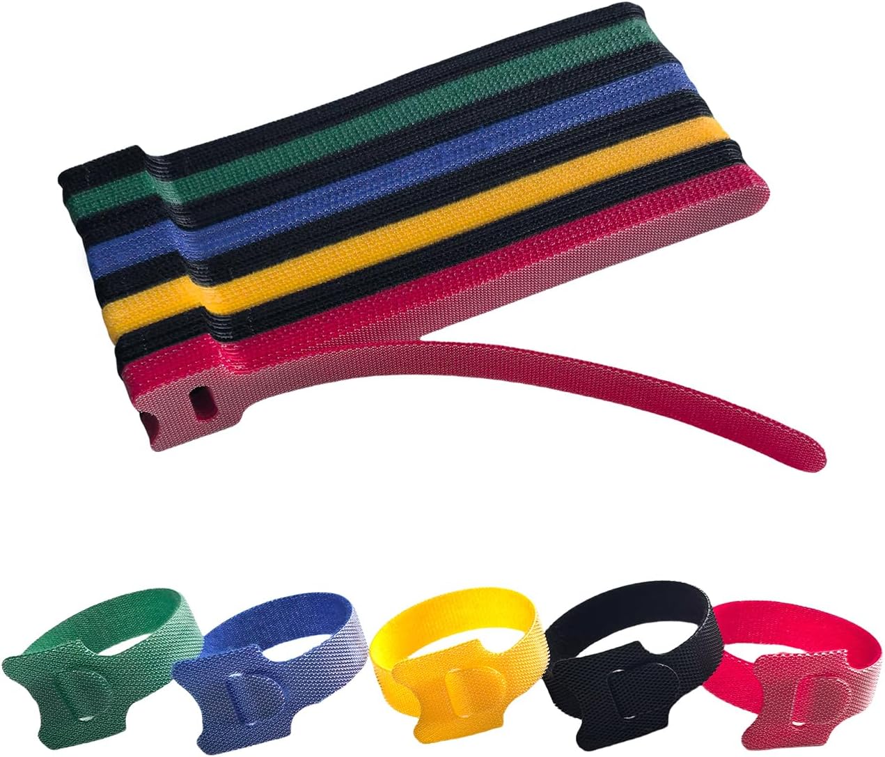 80 PCS 6 Inches Multi-Colour Reusable Cable Ties Cord Straps Multi-Purpose Wire Ties Cord Wrap Hook and Loop Organizer Cable Management,Adjustable Cord Ties for Organizing Home,Office,Data Centers