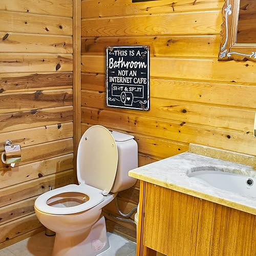 Miniatura 6 de Letrero de metal divertido para decoración de baño, letrero sarcástico con texto en inglés "This is a Bathroom Not An Internet Cafe, Not A Wifi",