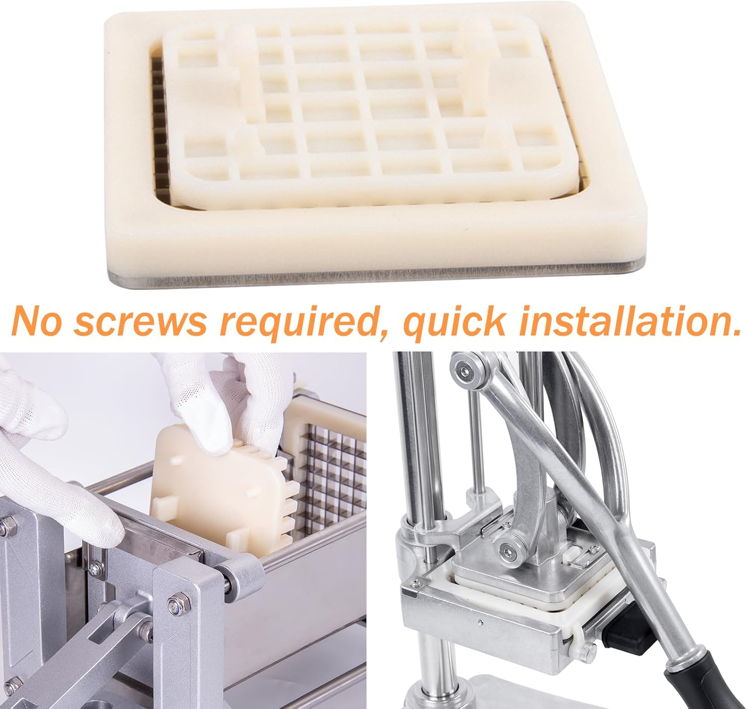 1/2" 1/4" 3/8" Multi-model universal Replacement Chopper Blade & Pusher Block Set For Commercial Vegetable Cutter Dicer Strip Interchangeable Blade (3/8 inch)