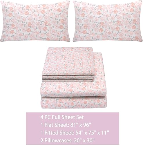 Miniatura 4 de Juego de sábanas tamaño matrimonial para niños y niñas, sábanas para niños, linda sábana de cama, incluye sábana plana, ajustable y 2 fundas de