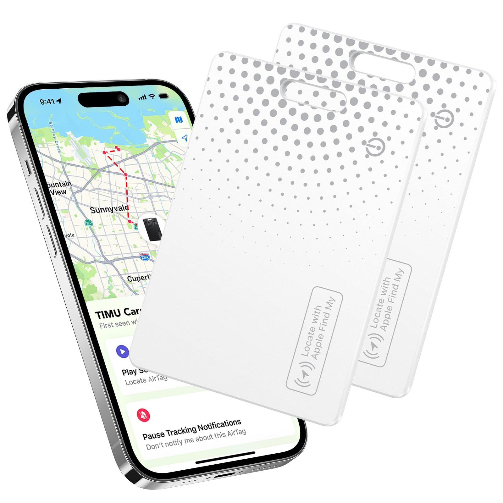 TIMU Air Smart Tag Card funziona con Apple Find My, sottile, IP68 impermeabile (solo iOS), ricaricabile, scheda Air Tag per portafoglio/valigia, bianco