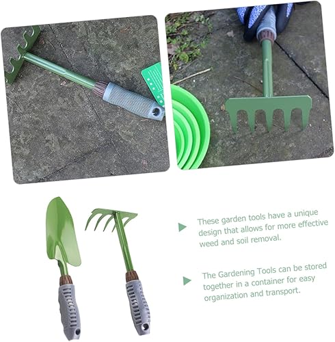 Miniatura 6 de Juego de herramientas manuales de jardinería, kit de herramientas de 2 piezas, pala rastrillo ligero portátil para huertos y camas de flores