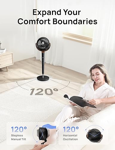 Miniatura 5 de Dreo Ventilador para dormitorio, ventilador de pie oscilante de 120, ventilador de piso silencioso con motor de CC, ventilador de pedestal para