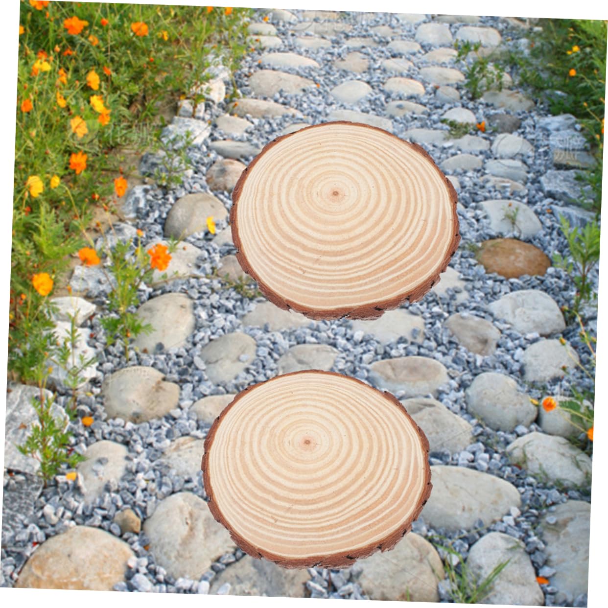 SUPVOX 2 Piezas de Piedras Decorativas para Jardín de Madera Beige Superficie Delicada, Adoquines Portátiles Ideales para Decoración Exterior y Paisajismo