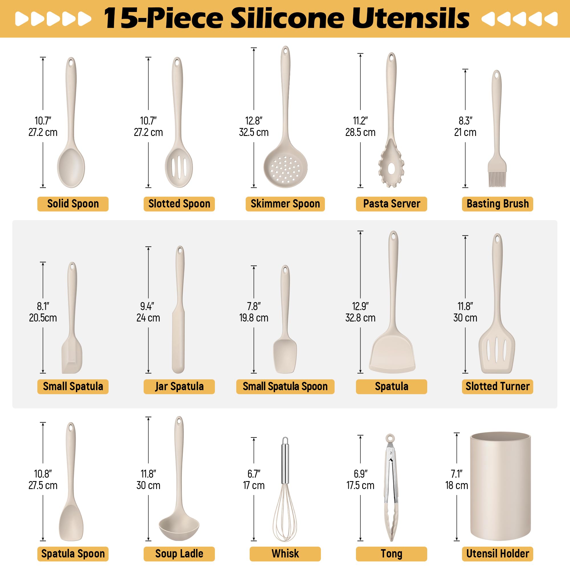 Homikit Küchenutensilien-Set mit Halter, hitzebeständig, lebensmittelechtes Silikon, inklusive Schlitzspatel, Schöpflöffel, Pfannenwender für antihaftbeschichtetes Kochgeschirr, spülmaschinenfest