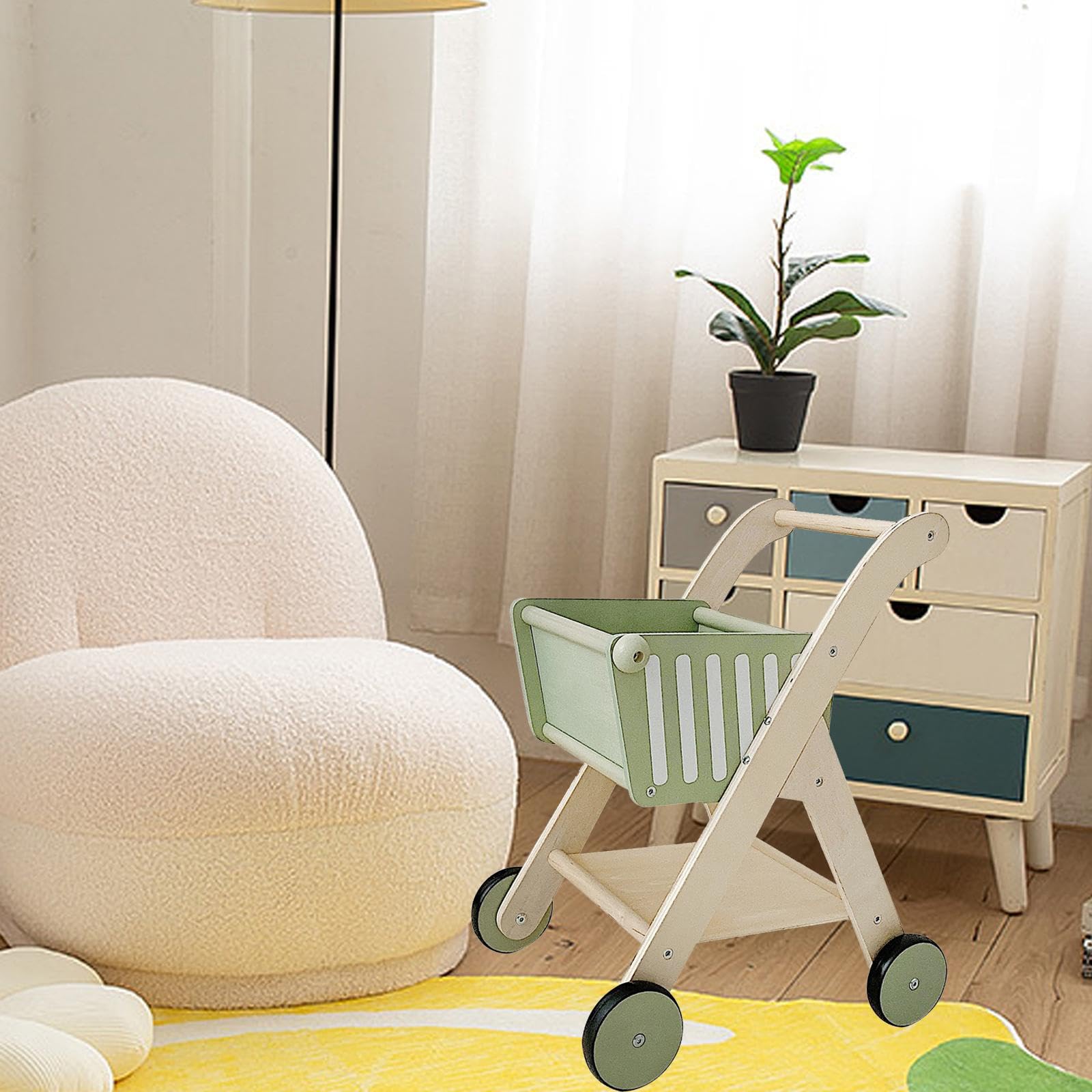 Einkaufswagen aus Holz, Spielzeug für Kinder, Spielhaus, wunderschönes und einzigartiges Geschenkerlebnis, robuster und kreativer Aktivitätswagen,