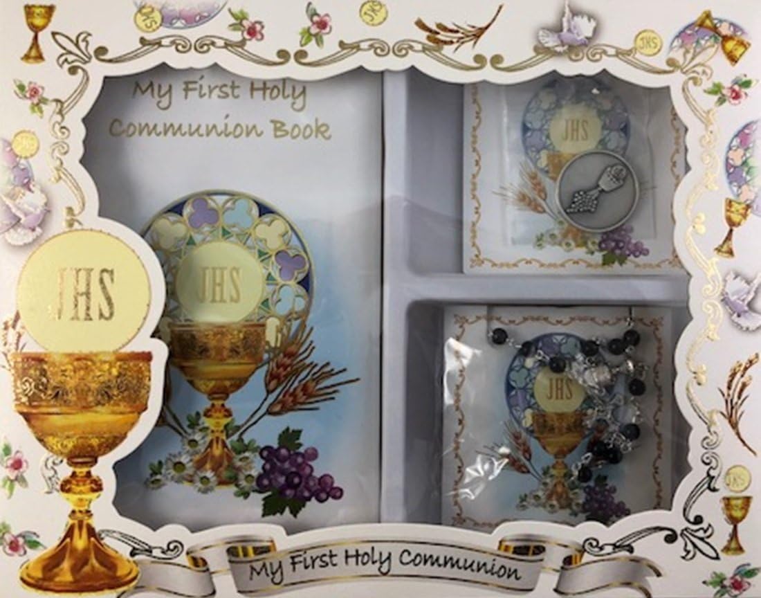 First Communion Gift Set with Mass Book, Rosary, and Pocket Token