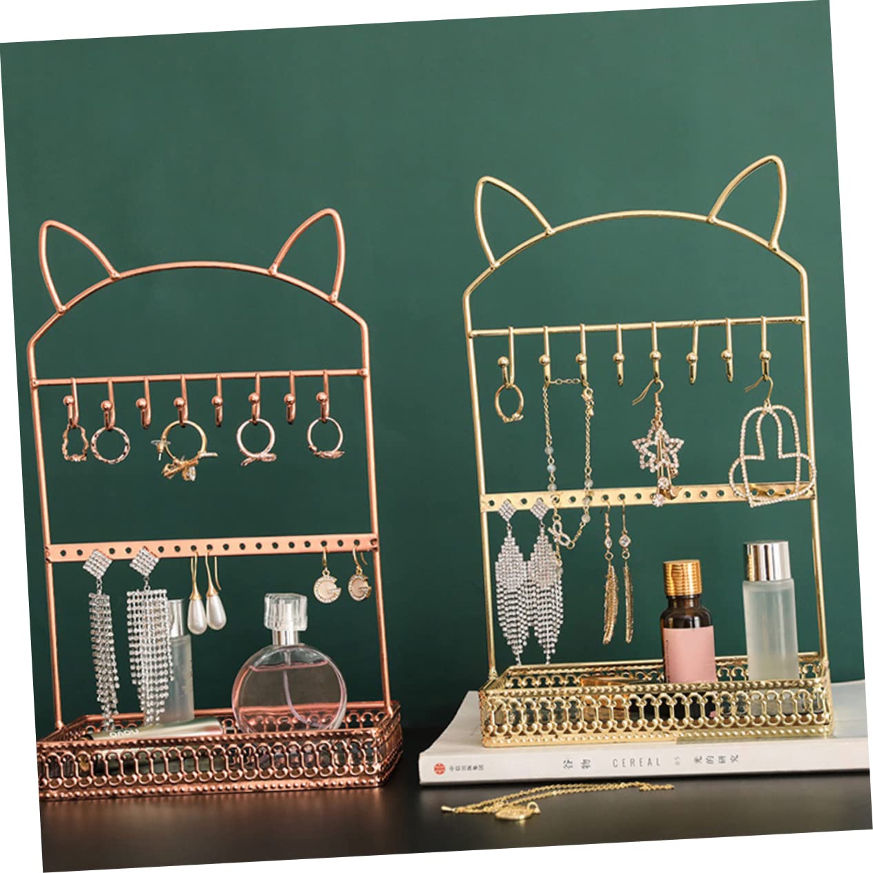 1Pc porte-bijoux oreille de chat plateau de vanité présentoir à bijoux arbre porte-boucles d'oreilles support plateau de rangement de bijoux support de boucle d'oreille organisateur présentoir à
