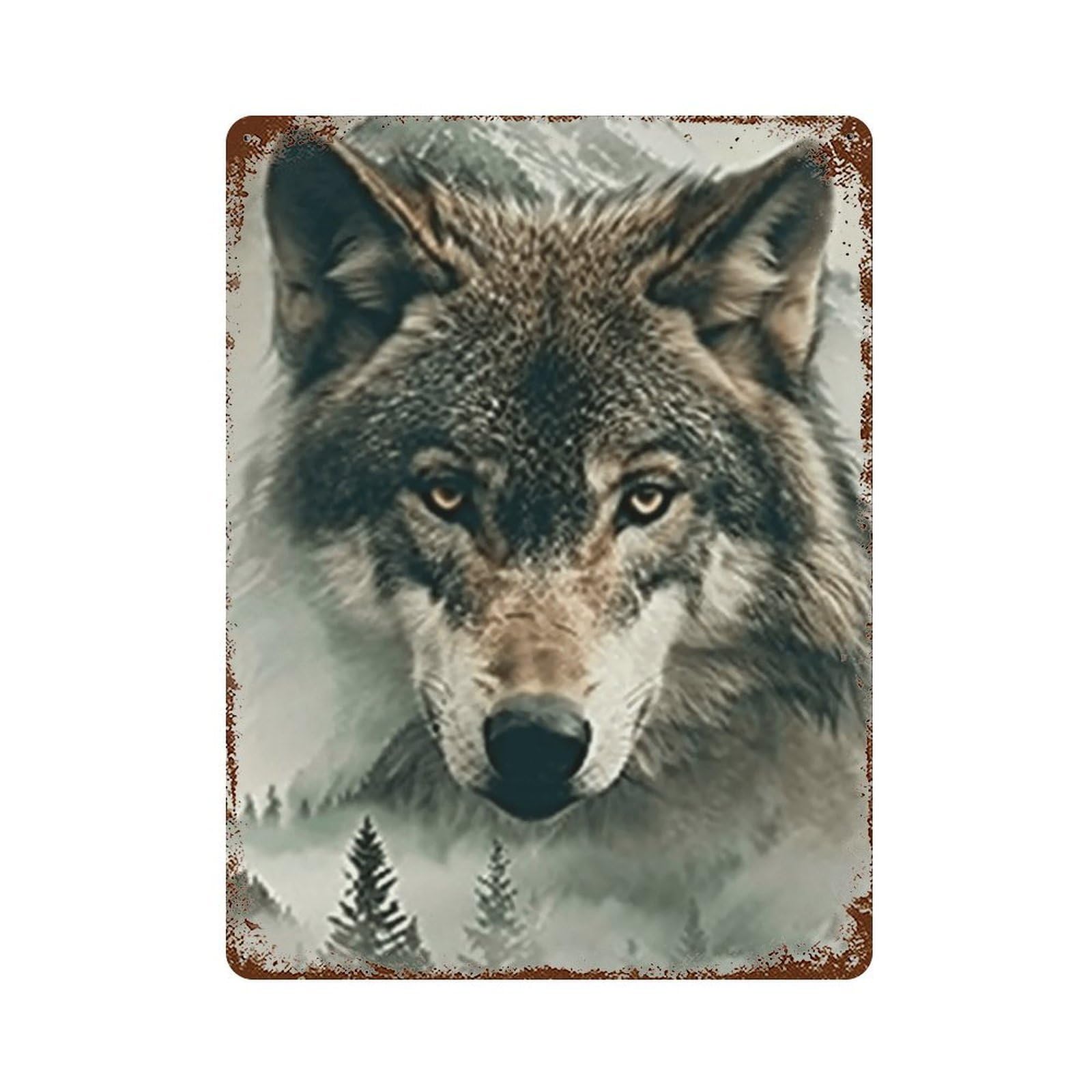 YHGERTKU Timber Wolf Forest Landscape 01 Wall Art Retro Iron Vintage Metal Tin Sign Poster Modern Decor for Living Rooms Gift 40x30cm