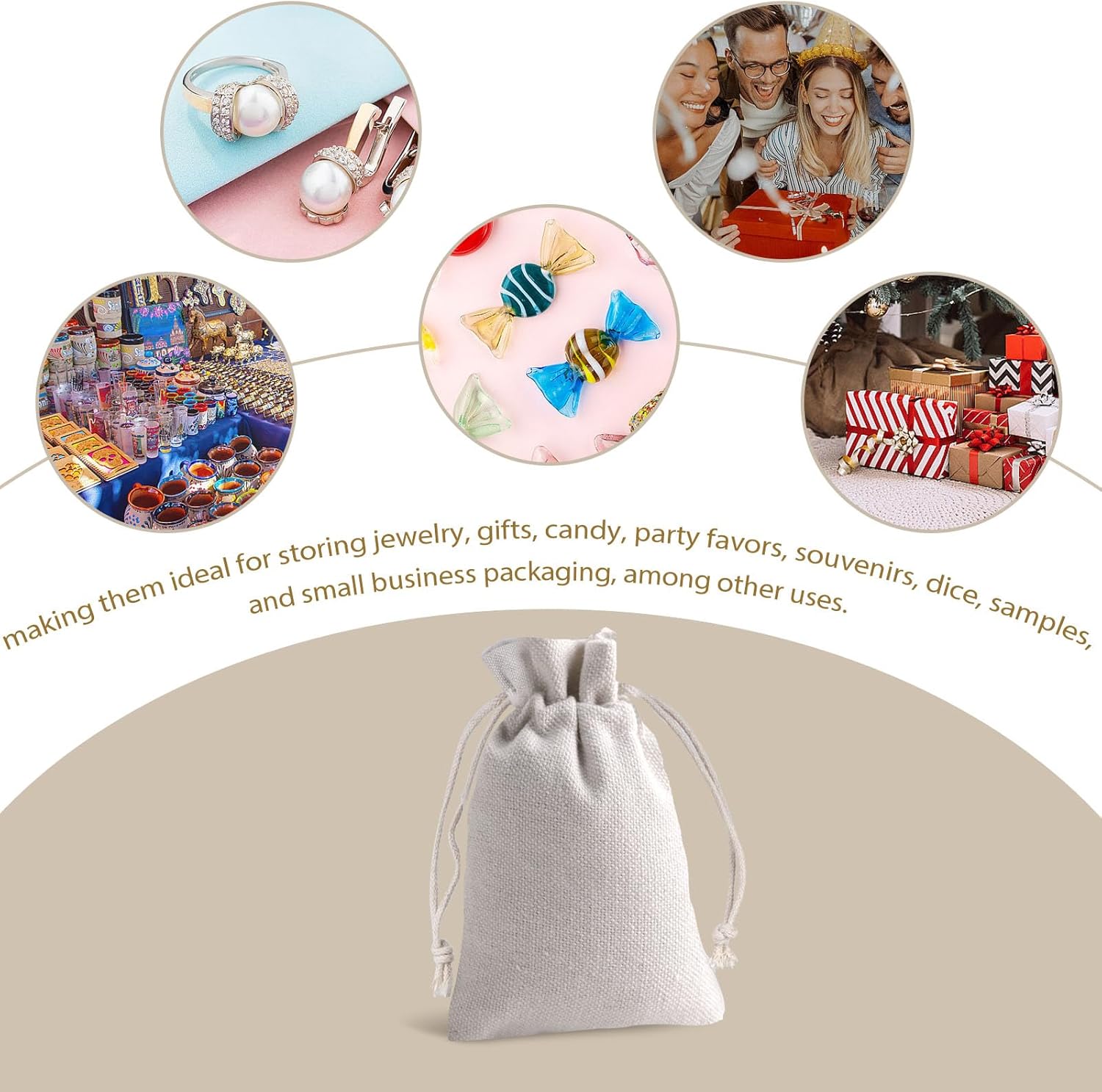 VGOODALL 24PCS Cotton Drawstring Bags, 4 x 6 Inch Reusable Muslin Sachet Bag Coffee Tea Brew for Christmas Party Home Supplies - Image 4