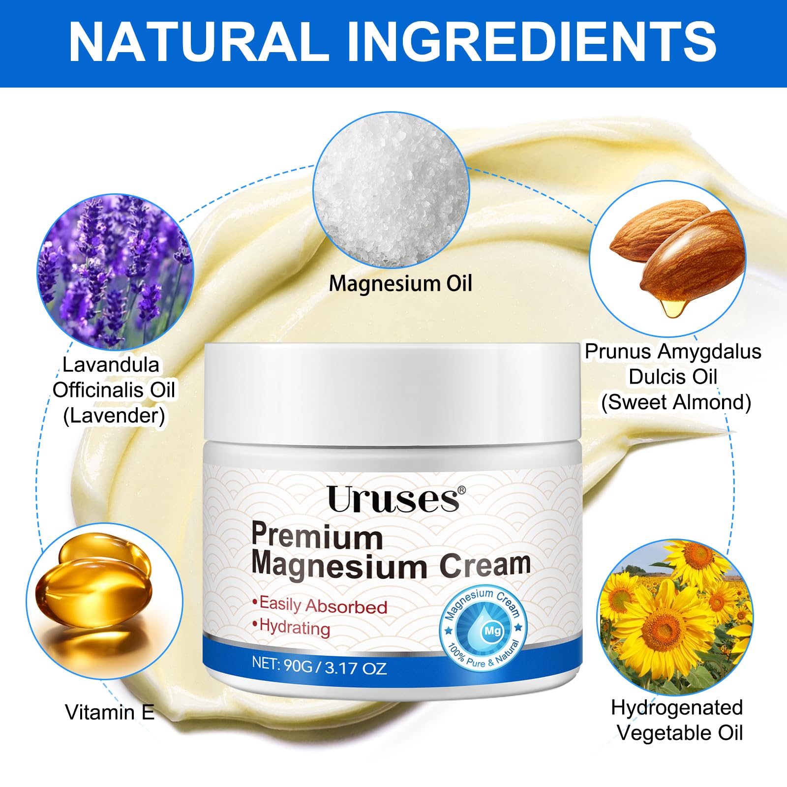 Magnesium Cream for Sleep & Leg Cramps - Natural Magnesium Butter, Muscle Pain & Relaxation, 90 g (Pack of 1) - Image 2