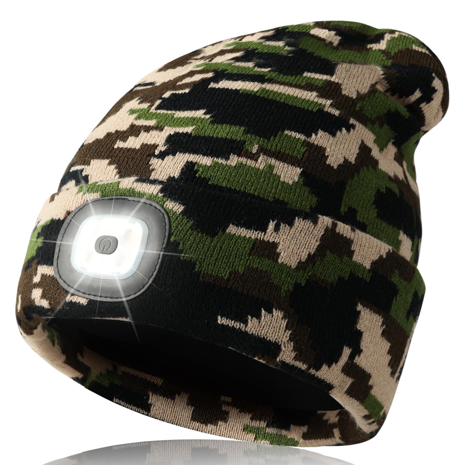 HEYAXA Gorro unisex con luz para mujeres, hombres, papá, padre, recargable por USB, manos libres, 4 LED