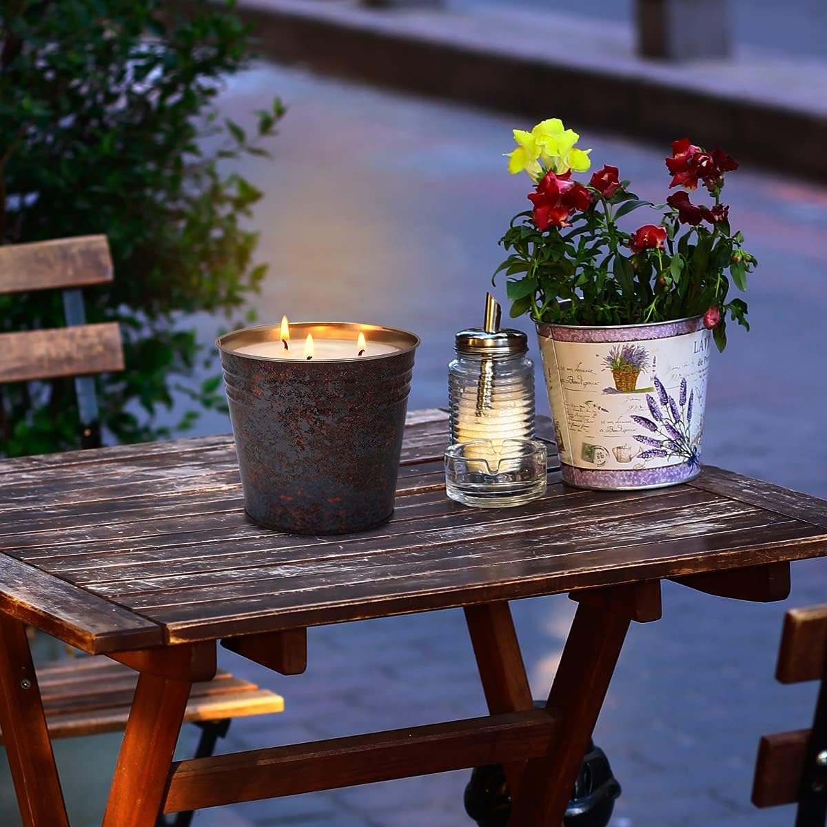 2 Packs Citronella Candle, Large 3-Wick Bucket, 17 Ounce image 2