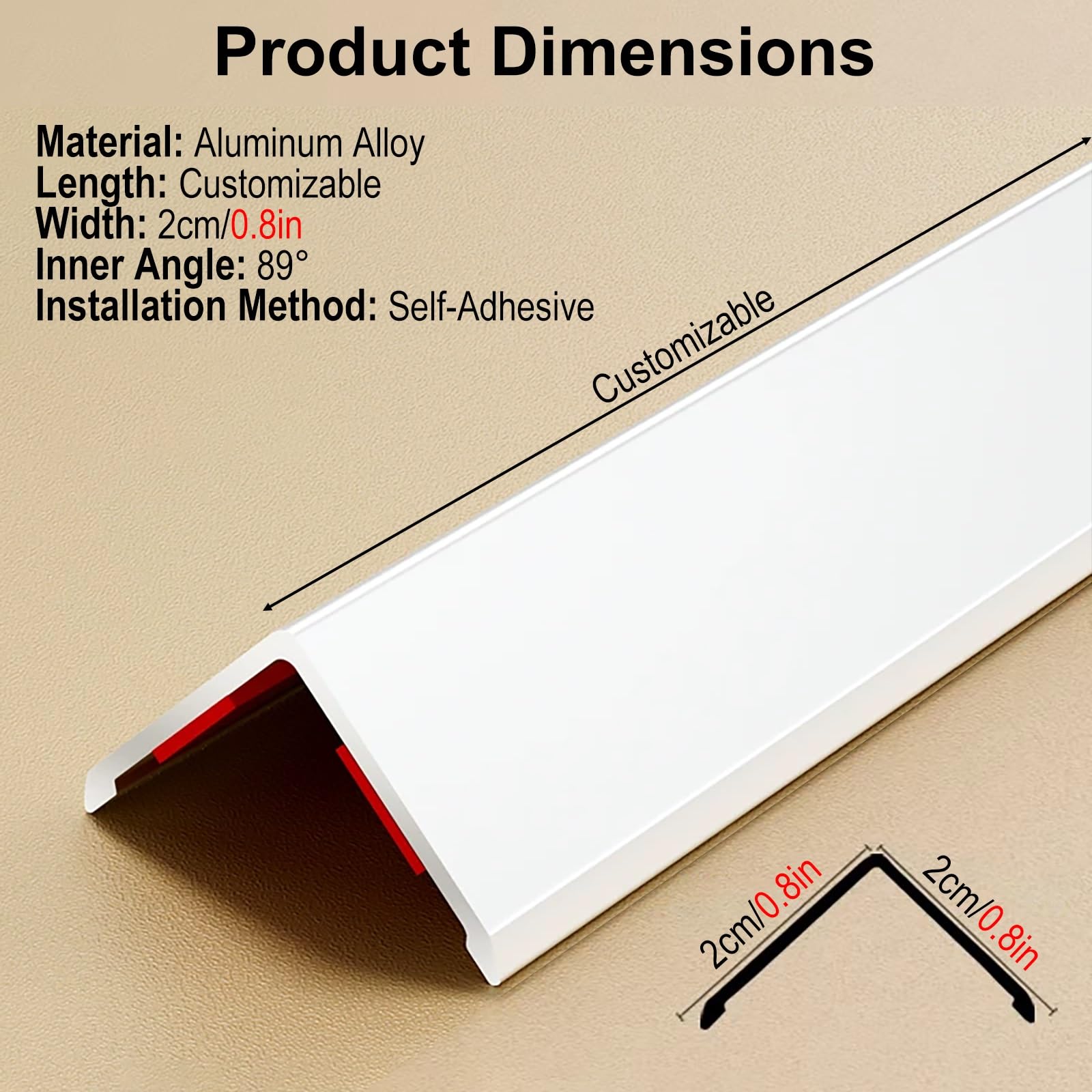 Paraspigoli Protezioni Angolari in Alluminio per Pareti, Protezioni Angolari in Metallo per La Protezione delle Pareti, Autoadesive Protezioni Angolari Adesive(Beige,L-40in/101.6cm)